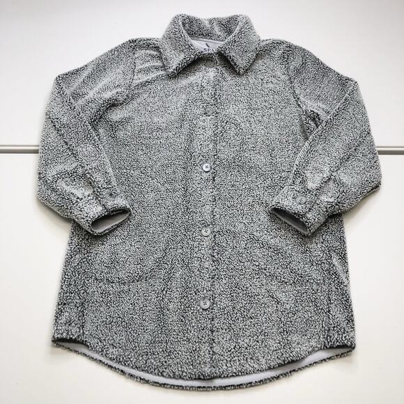Spanx Luxe Fleece Shirt Jacket Shacket Teddy Cozy Button Down In Gray Size M - Picture 1 of 9
